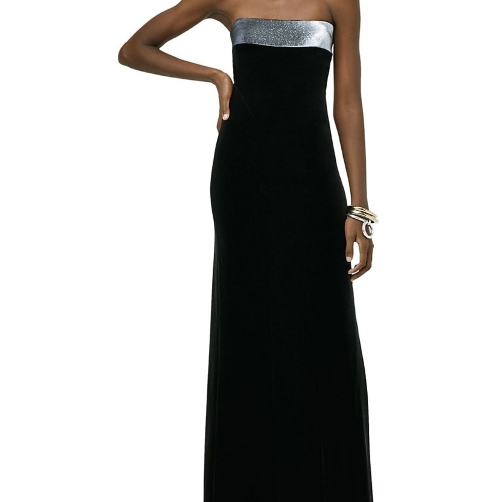 Galvan frosted strapless gown